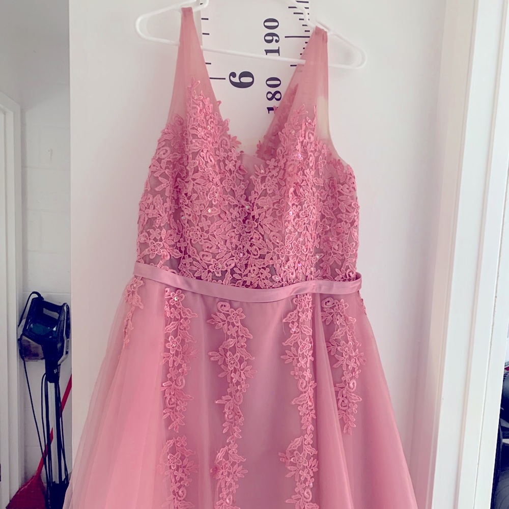 Embroidered Blush Bridesmaid Dress